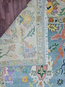 พรมแบบดั้งเดิมสไตล์ตุรกีที่ทันสมัยแบบวินเทจ8x10สีฟ้าหลากสีขนาด9x12มีแฮนด์เมดห้องนั่งเล่นขนาด9x12 - Product Image 2
