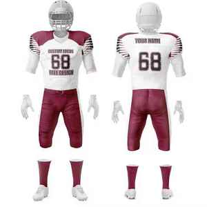 Uniforme de football américain de haute qualité, personnalisé, couleur unie, manches courtes, séchage rapide, respirant, 100% polyester, vêtements d'équipe à vendre - Product Image 3