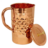 Pot à eau en cuivre classique, luxueux, écologique, fait main et personnalisé, avec poignée, par Crescent Crafts, en vente.