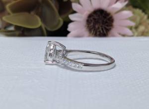 Anillo de Compromiso y Boda con Diamante Cultivado en Laboratorio de Corte Pera de 1 Quilate, Oro Blanco/Amarillo/Rosa Sólido de 10K/14K para Mujer, Joyería de Diamantes - Product Image 6