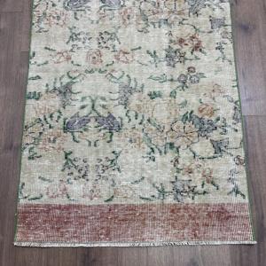 Alfombra Turca, Alfombra de Pasillo de 2.7x10.8 pies, Alfombra Vintage, Alfombra de Lana con Parches Verdes - Product Image 2