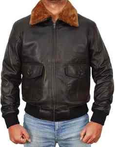 Chaqueta de Cuero para Hombre de Primera Calidad, 100% Cuero Genuino, Estilo Casual Popular, Piel de Cordero, Cuello de Piel, Gruesa y Resistente al Viento - Product Image 6