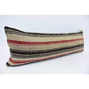 Beige Wool <b>Pillow</b> 12x36 Inch Luxury Kilim Patchwork Floral Vintage Print Decorative Accent Portable Bedding - Product Image 3