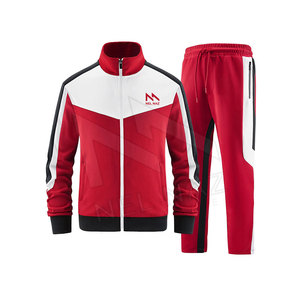 Vêtements de sport 100% coton, impression personnalisée de couleur et de logo, respirant, taille plus, ensembles de survêtements pour hommes, vente en gros, fermeture éclair, manches longues - Product Image 1