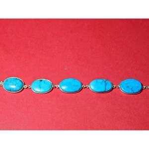 Pulsera de piedras preciosas turquesa Plata de Ley 925 con oro Joyería de regalo hecha a mano - Product Image 3