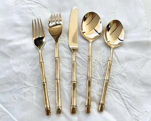 Juego de cucharas de cubiertos de latón de primera calidad a un precio razonable, calidad premium, precio bajo, cuchara, cuchillo, tenedor, color dorado - Product Image 4