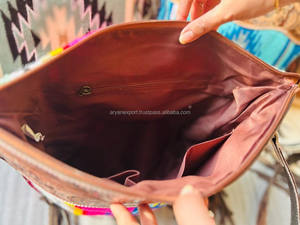 New Bohemian Hand Tooled Leather Saddle Blanket <b>Tassel</b> <b>Handbag</b> Stylish Hand Carving Leather Floral Wallet Combo Set for Women's - Product Image 3