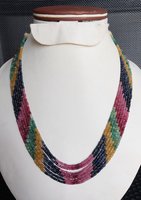 Collier de perles facettées en pierres précieuses naturelles multicolores Royal Glow, rubis, émeraude, saphir, bijoux pour femmes