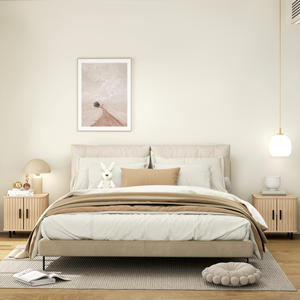 HOMCOM <b>Set</b> <b>of</b> 2 Nordic Style Bedside Tables with 2-Tier <b>Shelf</b>, in Wood and Steel, 48x40x48 cm, Black and Oak - Product Image 2