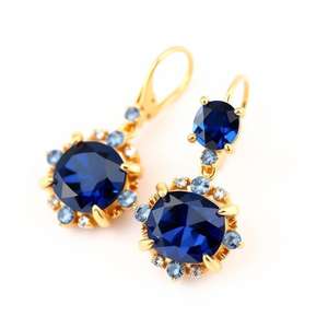 ต่างหูแบบห้อยประดับพลอยบุษราคัมสีฟ้าและสีฟ้าสำหรับผู้หญิงสีเงินสเตอร์ลิง925 - Product Image 3