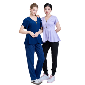 BEST SELLING <b>scrub</b> <b>tops</b> with logo doctors wide leg nurse uniform long sleeve <b>scrubs</b> hospital patients gowns FMF manufacturers - Product Image 6