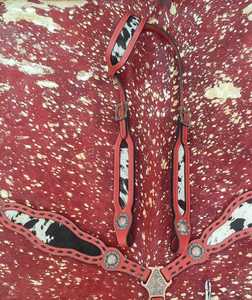 Juego de tachuelas de caballo de cuero de lujo Premium Logo personalizado Cuello de pecho de temporada Headstall Para Caballo occidental de tiro completo - Product Image 6