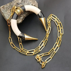 SIGNIFICANCE nouveauté Buffalo corne de boeuf collier poli Animal Style os bijoux Design naturel perles femmes filles mariage - Product Image 2