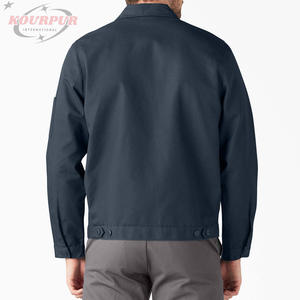 Veste de travail en sergé à logo personnalisé, col en velours côtelé, fermeture éclair sur le devant, vêtement de travail en coton durable, veste en coton épais pour hommes, vente chaude - Product Image 2