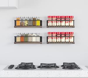 Étagère à épices pour porte d'armoire ou support mural (lot de 4) avec 415 étiquettes d'épices-Étagère d'assaisonnement suspendue en bois pour placard - Product Image 2