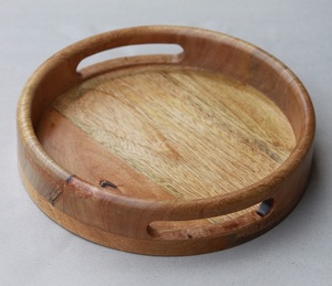 Mango Wood Unique Design Handle Wood Serving Tray Wholesale Manufacturer Customized Design Printed Wooden Serving Tray - Product Image 4