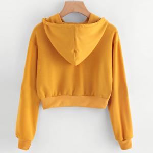 Votre marque Logo imprimé haut court à capuche coton luxe Streetwear femmes à capuche haut court goutte épaule sweats à capuche pour femme - Product Image 5