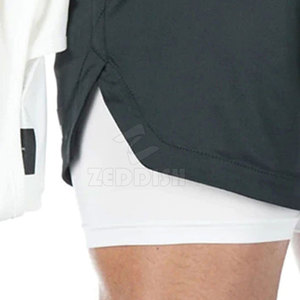 Short de sport le plus vendu Short de jogging en polyester spandex à séchage rapide avec fermeture à la taille élastique à motif solide - Product Image 6