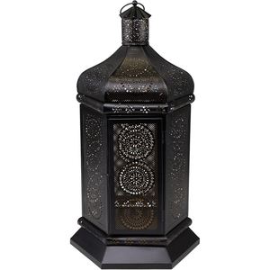 Great Quality Black And <b>Gold</b> Moroccan Style Candle Table <b>Lantern</b> Metal Iron Decorative Home Decor <b>Lantern</b> With Cutout Designs - Product Image 1