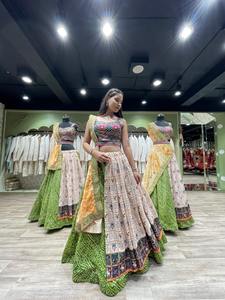 Lehenga Choli de seda de diseñador indio multicolor para bodas y celebraciones de Garba Night Navaratri - Product Image 4