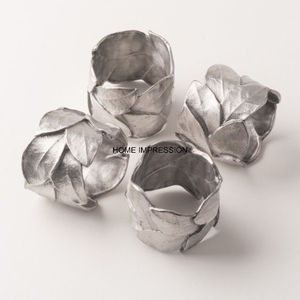 Ensemble d'anneaux de serviette en métal de luxe - Écologiques, en stock, pour la décoration d'événements de mariage, forme et logo personnalisables, design moderne - Product Image 1