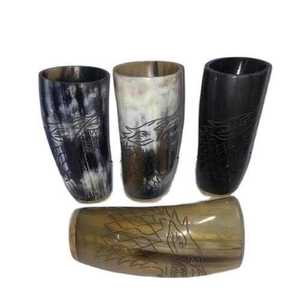 Verres à boire rustiques faits à la main en corne de buffle, pour un usage quotidien et le service de fête, verre à boire en corne naturelle - Product Image 4
