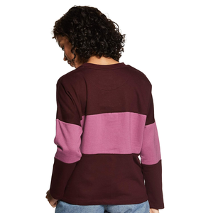 Vente en gros bon marché, sweat-shirt à manches longues personnalisé, pull rayé, surdimensionné, col rond, femmes, hiver 100% coton écologique - Product Image 2