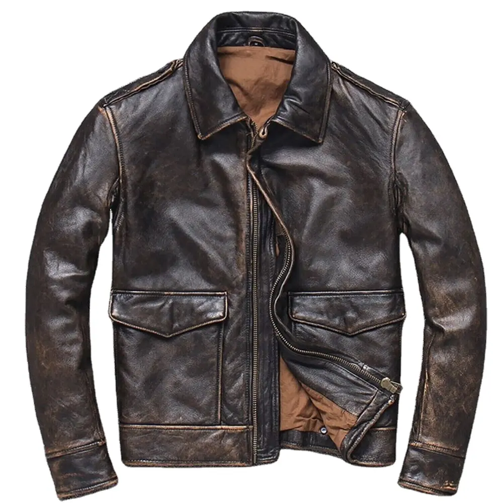 Herbst und Winter Neue Lederjacke Schlanke Lederjacke Mode Großhandel Motorrad Echte Lederjacke