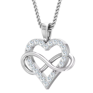 จี้รูปหัวใจอินฟินิตี้สำหรับผู้หญิง ทำจากทอง 14K และเพชรแท้ |   0.37 กะรัต |   เครื่องประดับคุณภาพสูง มีบริการสั่งซื้อจำนวนมาก - Product Image 1
