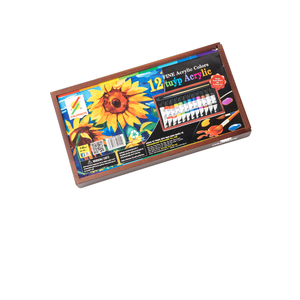 Juego de pintura acrílica profesional Colormate, 12 colores, pintura acrílica no tóxica para lienzo, madera, cerámica y tela, pintura de tela - Product Image 1