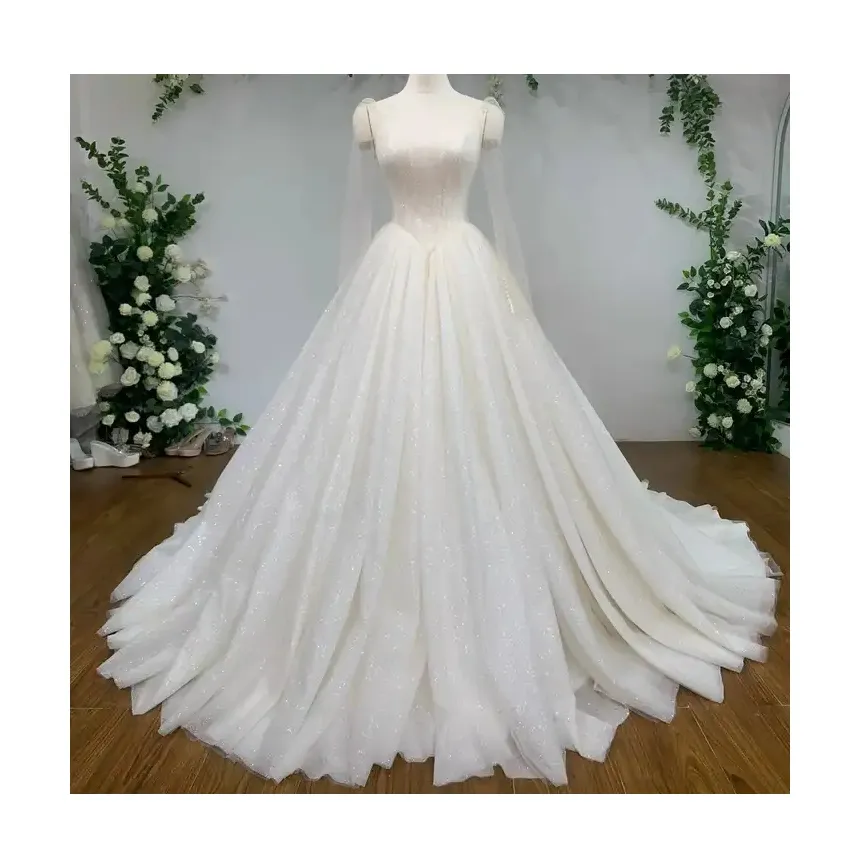 OEM Manufacture Hochwertige Hochzeits kleid Großhandel Ballkleid Design Perlen hinzufügen Perlen von hand gefertigten TNBPno9