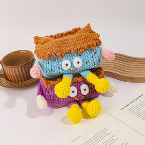 Caja de pañuelos de ganchillo con monstruo de ojos grandes, decoración de almacenamiento de felpa linda y divertida para bodas/cumpleaños y el hogar - Product Image 3
