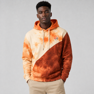 Sweat à capuche tie-dye pour homme, très tendance, avec logo personnalisé, en molleton de coton doux, style streetwear décontracté - Product Image 1