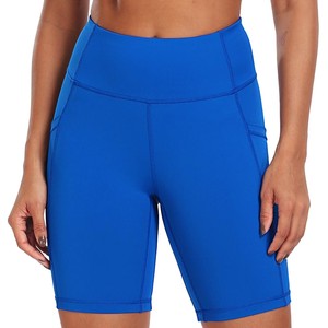 Pantalones cortos deportivos de yoga para mujer, entrenamiento, motorista, gimnasio, correr, 8 pulgadas, transpirables, compresión, cintura alta, pantalones cortos de yoga con bolsillos - Product Image 5
