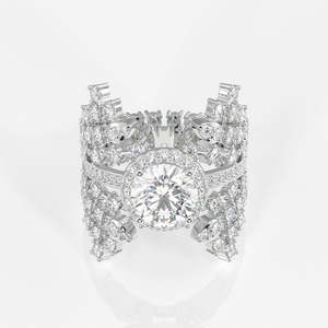 14K <b>Gold</b> <b>Ring</b> with Round Cut Lab Grown Diamond <b>Cocktail</b> Elegant Diamond <b>Rings</b> - Product Image 4