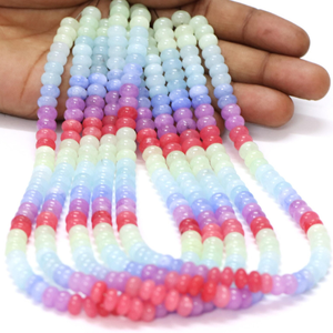 Perles Rondelles en Quartz Arc-en-ciel Multicolore 7mm-8mm, Fil de 15 Pouces, Pierres Précieuses Lisses pour Bijoux et Artisanat - Product Image 1
