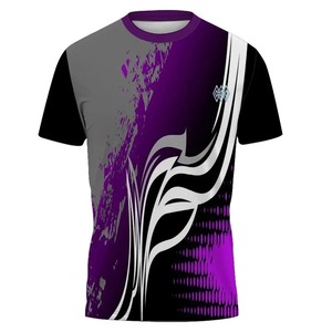 T-shirt d'été décontracté respirant à séchage rapide pour hommes, col imprimé en 3D pour la course en plein air, motif solide - Product Image 4