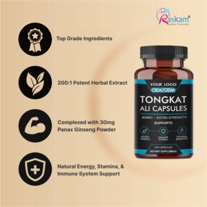 Suplemento directo de proveedor de fábrica Tongkat Ali compatible con energía de refuerzo de resistencia contiene 500mg potente - Product Image 2