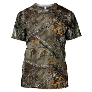 T-shirts de chasse d'été pour hommes avec des motifs uniques Col en O à quantité minimale de commande basse Impression numérique Vierge de bonne qualité pour logo personnalisé - Product Image 4