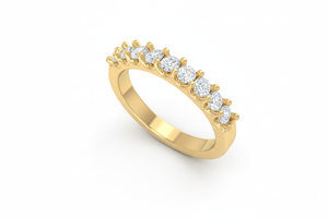 แหวนทอง 14K ประดับเพชรแท้ ดีไซน์คลาสสิกเก้าแถว สำหรับผู้หญิง - Product Image 3