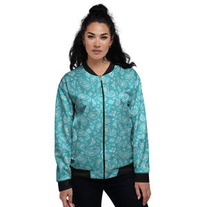 Chaqueta bomber ligera y transpirable para mujer con cremallera, manga larga y bolsillos, logotipo personalizado, diseño raglán relleno de algodón - Product Image 1