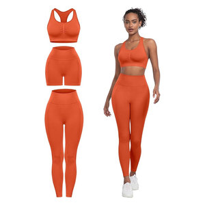 Conjuntos de Yoga sin costuras a la moda para mujer, conjuntos de Fitness para gimnasio, ropa para correr al aire libre, Sujetador deportivo con almohadillas para el pecho, mallas de cintura alta - Product Image 4