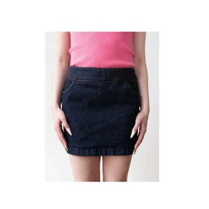 Falda de costura de calle alta, novedad de verano, Falda vaquera para mujer, Falda vaquera estampada, transpirable, cintura Natural para mujer, Mini línea A - Product Image 1