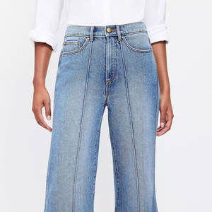 Haute qualité personnalisable femmes taille XL pantalon évasé respirant Premium toile jean couleurs personnalisées plat décontracté pour l'hiver - Product Image 3