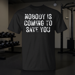 Nessuno ti verrà a salvare. T-shirt motivazionale Hustle Grind Gym. - Product Image 3