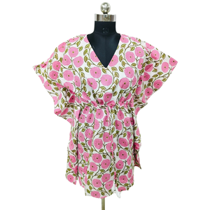 Kaftán Corto Informal con Estampado Jaipuri, Transpirable, Elegante, Estilo Hippie, Talla Única/Servicio OEM/ODM para el Día a Día y el Ocio - Product Image 1