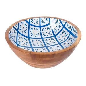 Ensaladera Grande Hecha a Mano de Madera de Mango con Estampado Esmaltado, Tazón de Madera para Servir, Producto Ecológico, Venta Caliente, Ofertas al por Mayor - Product Image 2
