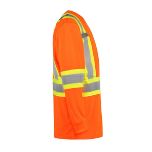 <b>Hi</b> <b>Vis</b> Long Sleeve <b>T</b>-<b>Shirts</b> Reflective Safety Clothing TShirts X Back Men Custom <b>Hi</b> Visibility Work Orange <b>T</b>-<b>shirt</b> with Rib Cuff - Product Image 2