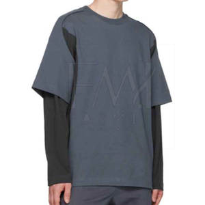 Trendy Two Layer Street Wear T-Shirts With Customize Size Stylish Casual Double Layer T-Shirts For Men's - Product Image 5