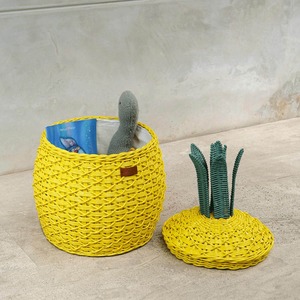Panier de rangement multifonctionnel et écologique en rotin ananas jaune - Product Image 3